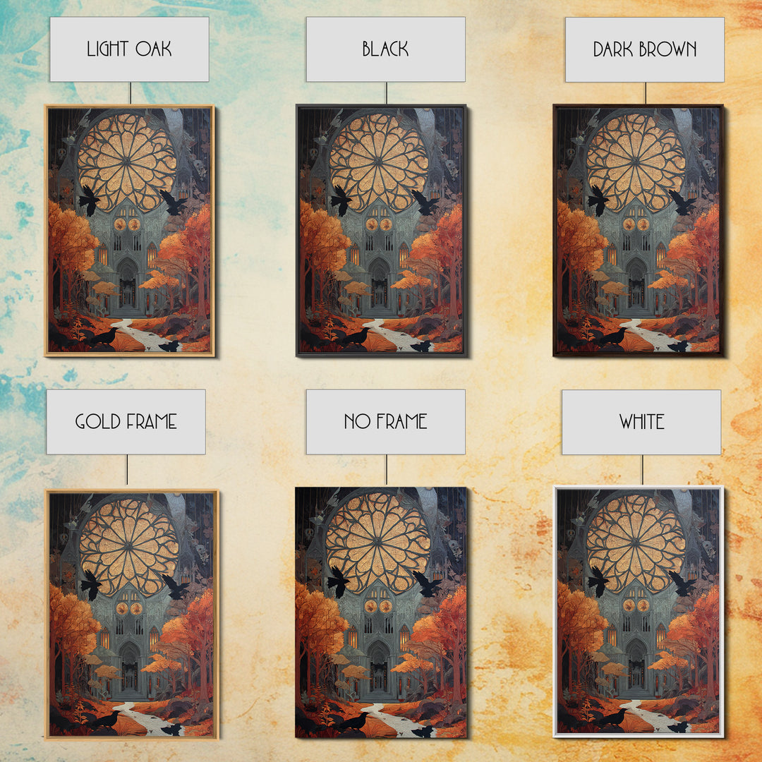 The Spiderweb Cathedral Window - Environmental Panorama, Gothic Home Decor, Vertical Wall Art, Canvas Print, Halloween Home Decor