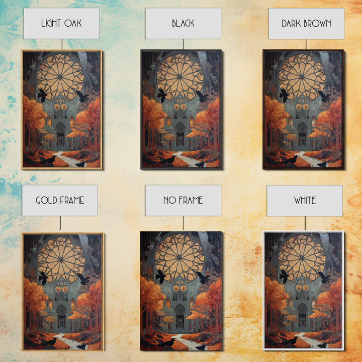 The Spiderweb Cathedral Window - Environmental Panorama, Gothic Home Decor, Vertical Wall Art, Canvas Print, Halloween Home Decor