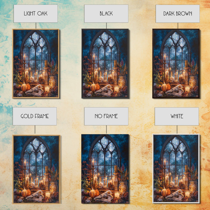 The Spiderweb Cathedral Window - Occult Still Life, Dark Fantasy Wall Art, Vertical Wall Art, Canvas Print, Halloween Home Decor