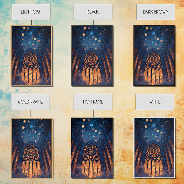 The Spiderweb Cathedral Window - Surreal Celestial Vision, Gothic Home Decor, Vertical Wall Art, Canvas Print, Halloween Home Decor