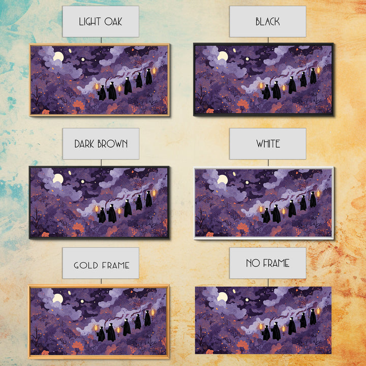 The Autumn Reaper Parade - Surreal Celestial Vision, Gothic Home Decor, Wide Panoramic Art, Canvas Print, Halloween Home Decor