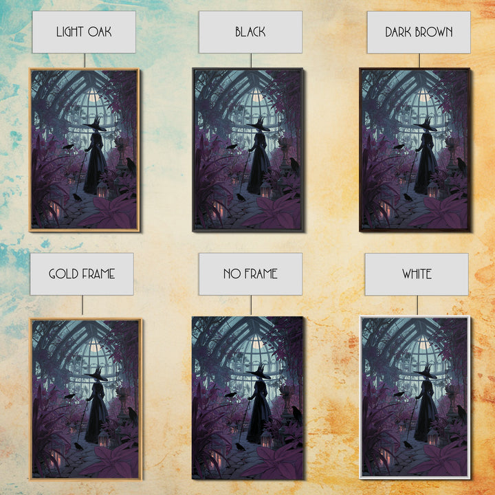 The Witch Queen Greenhouse - Icon Portrait, Macabre Halloween Art, Vertical Wall Art, Framed Canvas Print, Halloween Home Decor