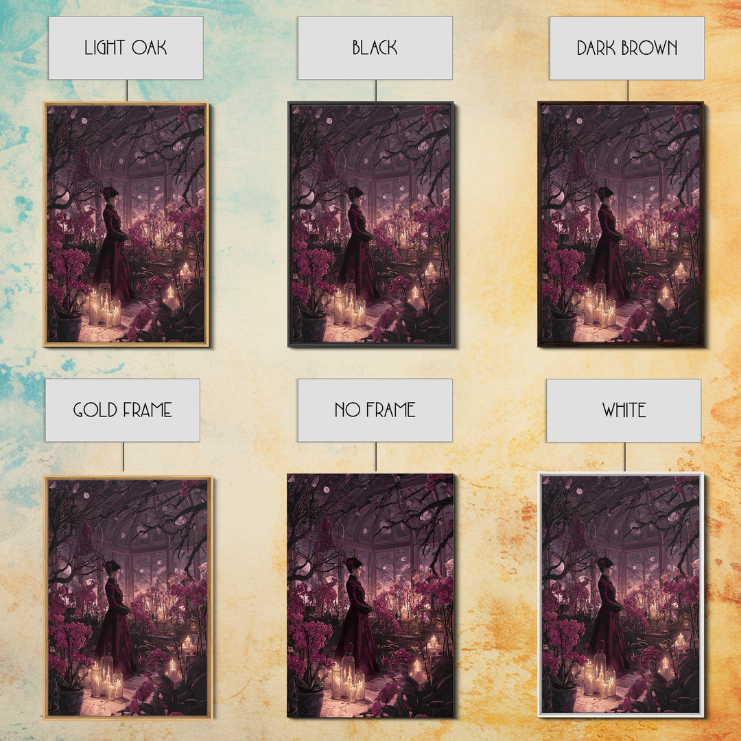 The Witch Queen Greenhouse - Surreal Celestial Vision, Gothic Home Decor, Vertical Wall Art, Canvas Print, Halloween Home Decor