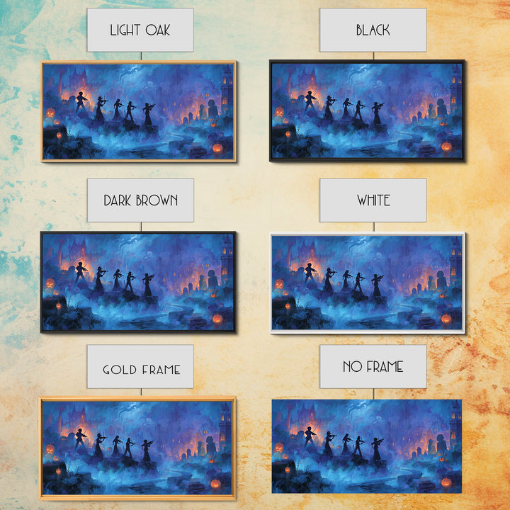 The Ghostly Violin Procession - Environmental Panorama, Occult Wall Decor, Wide Panoramic Art, Canvas Print, Halloween Home Decor