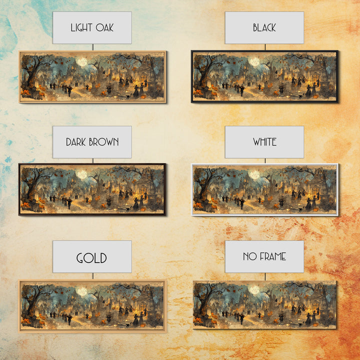 The Ghostly Violin Procession - Environmental Panorama, Occult Wall Decor, Extra Wide Wall Art, Canvas Print, Halloween Home Decor