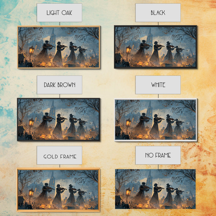 The Ghostly Violin Procession - Procession Scene, Occult Wall Decor, Wide Panoramic Art, Canvas Print, Halloween Home Decor, Gothic Wall Art
