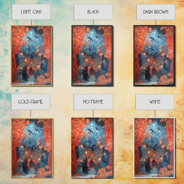 The Velvet Vampire Conservatory - Procession Scene, Occult Wall Decor, Vertical Wall Art, Canvas Print, Halloween Home Decor