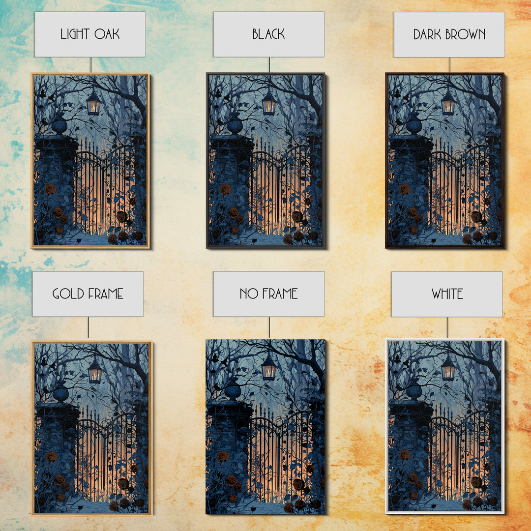 The Black Rose Cemetery Gate - Icon Portrait, Gothic Home Decor, Vertical Wall Art, Canvas Print, Halloween Home Decor, Gothic Wall Art