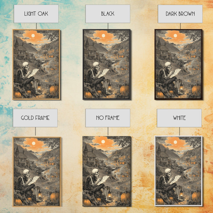 The Skeleton Cartographer - Environmental Panorama, Gothic Home Decor, Vertical Wall Art, Canvas Print, Halloween Home Decor