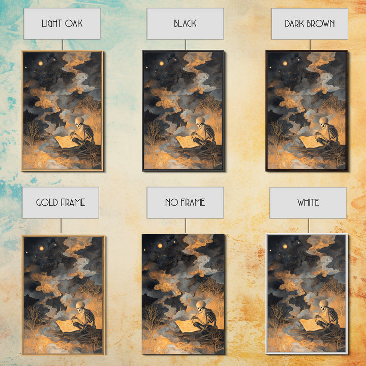 The Skeleton Cartographer - Surreal Celestial Vision, Gothic Home Decor, Vertical Wall Art, Canvas Print, Halloween Home Decor