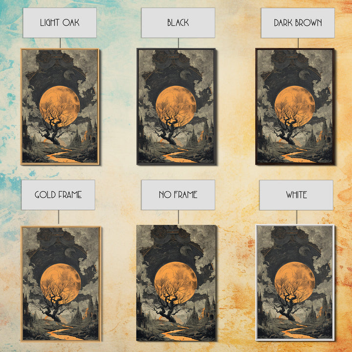 The Witch Astronomical Cabinet - Environmental Panorama, Macabre Halloween Art, Vertical Wall Art, Framed Canvas Print, Halloween Home Decor
