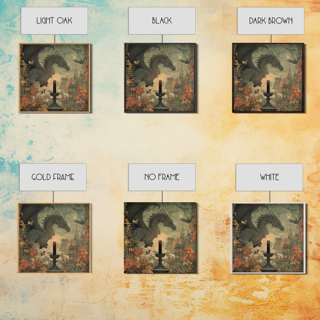 The Candle Smoke Dragon - Environmental Panorama, Gothic Home Decor, Square Wall Art, Canvas Print, Halloween Home Decor, Gothic Wall Art