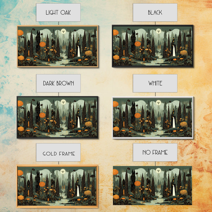 The Mourning Moth Halo - Environmental Panorama, Dark Fantasy Wall Art, Wide Panoramic Art, Canvas Print, Halloween Home Decor