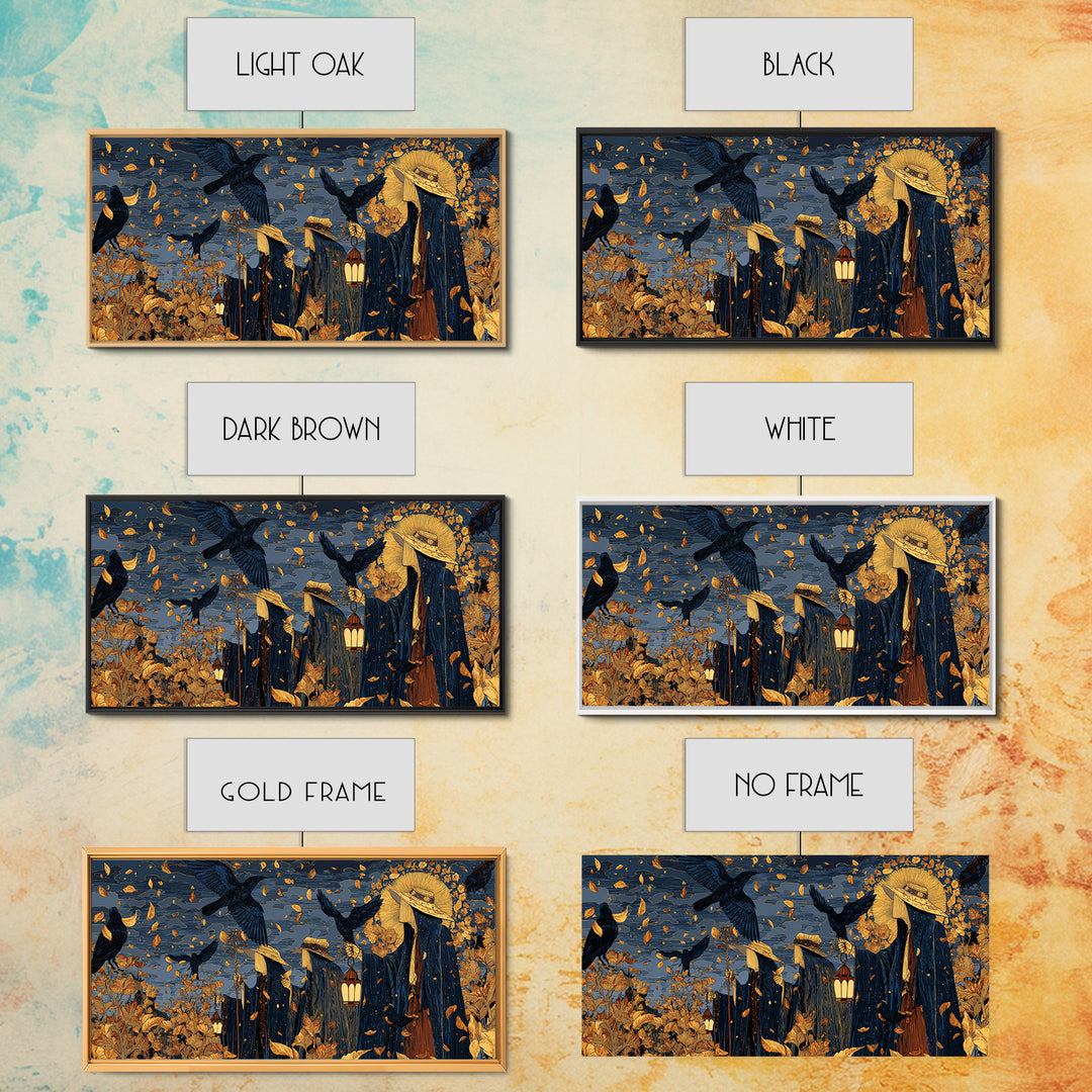 The Mourning Moth Halo - Procession Scene, Gothic Home Decor, Wide Panoramic Art, Canvas Print, Halloween Home Decor, Gothic Wall Art