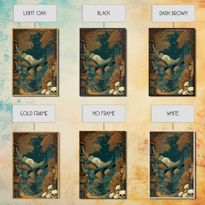 The Catacomb Library - Environmental Panorama, Dark Fantasy Wall Art, Vertical Wall Art, Canvas Print, Halloween Home Decor, Gothic Wall Art