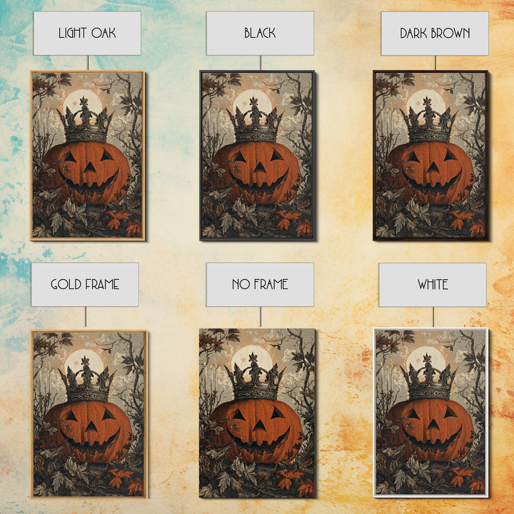 The Jack-O-Lantern Crown Jewels - Icon Portrait, Macabre Halloween Art, Vertical Wall Art, Framed Canvas Print, Halloween Home Decor