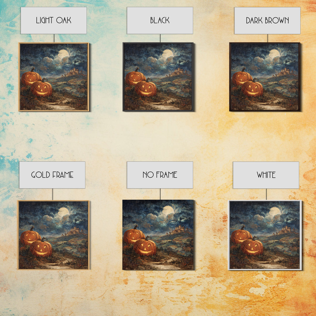 The Jack-O-Lantern Crown Jewels - Environmental Panorama, Occult Wall Decor, Square Wall Art, Canvas Print, Halloween Home Decor