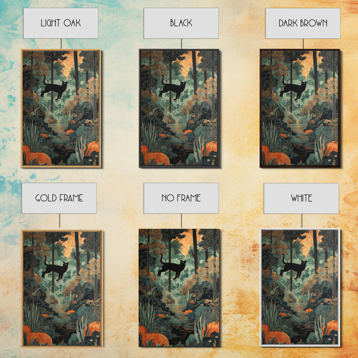 The Black Cat Constellation - Icon Portrait, Macabre Halloween Art, Vertical Wall Art, Framed Canvas Print, Halloween Home Decor