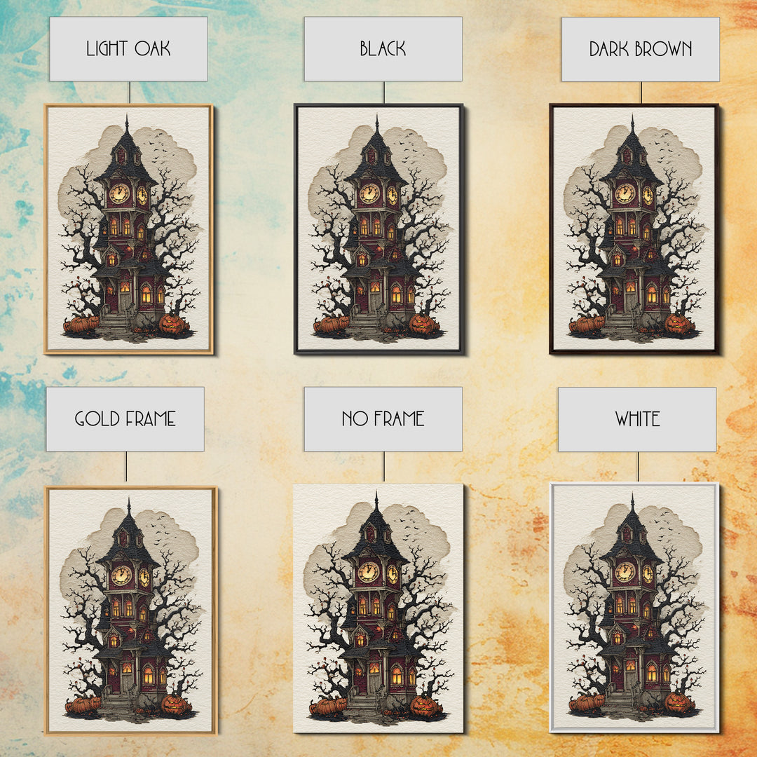 The October Clock Tower - Icon Portrait, Occult Wall Decor, Vertical Wall Art, Canvas Print, Halloween Home Decor, Gothic Wall Art
