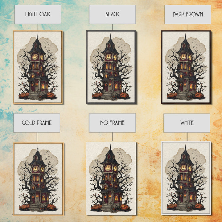 The October Clock Tower - Icon Portrait, Occult Wall Decor, Vertical Wall Art, Canvas Print, Halloween Home Decor, Gothic Wall Art