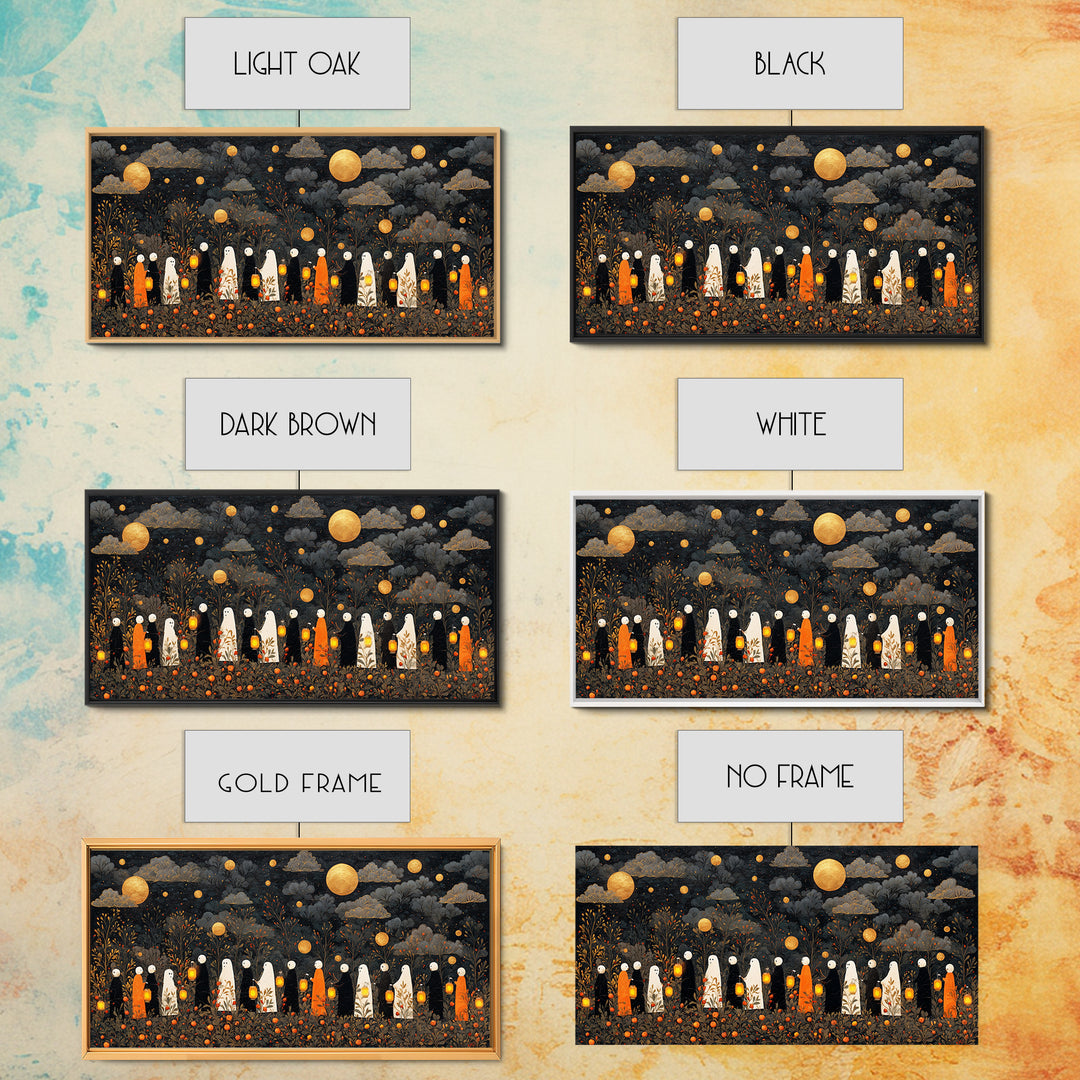 The Golden Funeral Procession - Surreal Celestial Vision, Dark Fantasy Wall Art, Wide Panoramic Art, Canvas Print, Halloween Home Decor