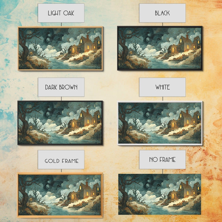 The Mapmaker Of Impossible Shores, Spooky Wall Decor, Wide Panoramic Art, Canvas Print, Halloween Home Decor, Gothic Wall Art