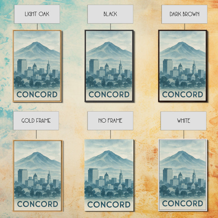 Concord Travel Poster, Canvas Print, Painted Travel Poster Art, Concord City Art, Travel Wall Decor, Fine Art Print, City Art Print