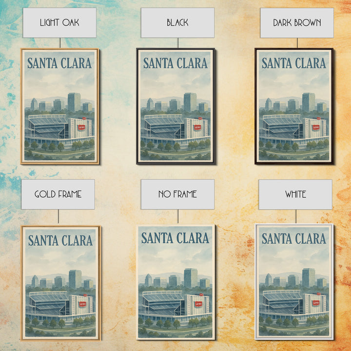Santa Clara Travel Poster, Framed Canvas Print, Illustrated Watercolor Poster, Santa Clara Travel Art, Travel Poster Art, Travel Wall Decor