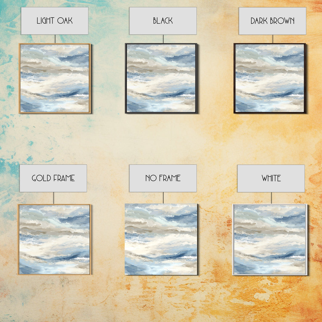 Soft Abstract Waves Framed Canvas Print, Waiting Room Art, Office Art, Waiting Room Decor, Fine Art, Calm, Gallery Decor, WRA-1x1-2