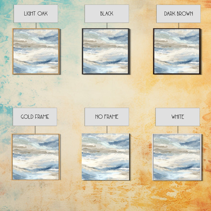 Soft Abstract Waves Framed Canvas Print, Waiting Room Art, Office Art, Waiting Room Decor, Fine Art, Calm, Gallery Decor, WRA-1x1-2
