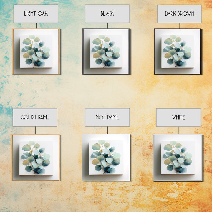 Clean Eucalyptus Leaf Study Framed Canvas Print, Waiting Room Art, Gallery Decor, Waiting Room Decor, Oil Painting, Calm, WRA-1x1-41