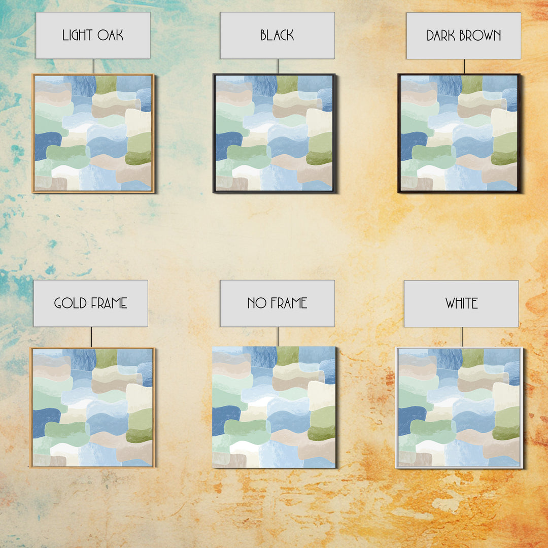 Pastel Rainbow Shapes for Pediatric Spaces Framed Canvas Print, Waiting Room Art, Dental Wall Art, Waiting Room Decor, Calm, WRA-1x1-42