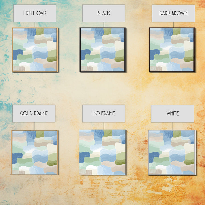 Pastel Rainbow Shapes for Pediatric Spaces Framed Canvas Print, Waiting Room Art, Dental Wall Art, Waiting Room Decor, Calm, WRA-1x1-42