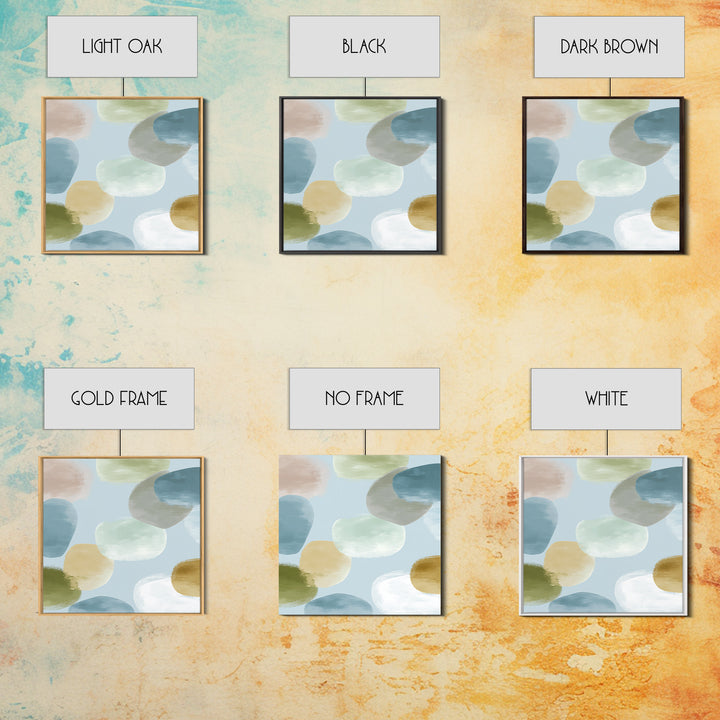 Pastel Rainbow Shapes for Pediatric Spaces Framed Canvas Print, Waiting Room Art, Dental Wall Art, Waiting Room Decor, Calm, WRA-1x1-66