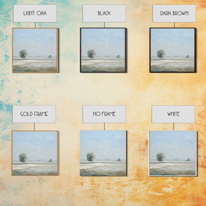 Open Field with Distant Tree Canvas Print, Waiting Room Art, Neutral Decor, Waiting Room Decor, Fine Art, Calm, Wall Art, WRA-1x1-95