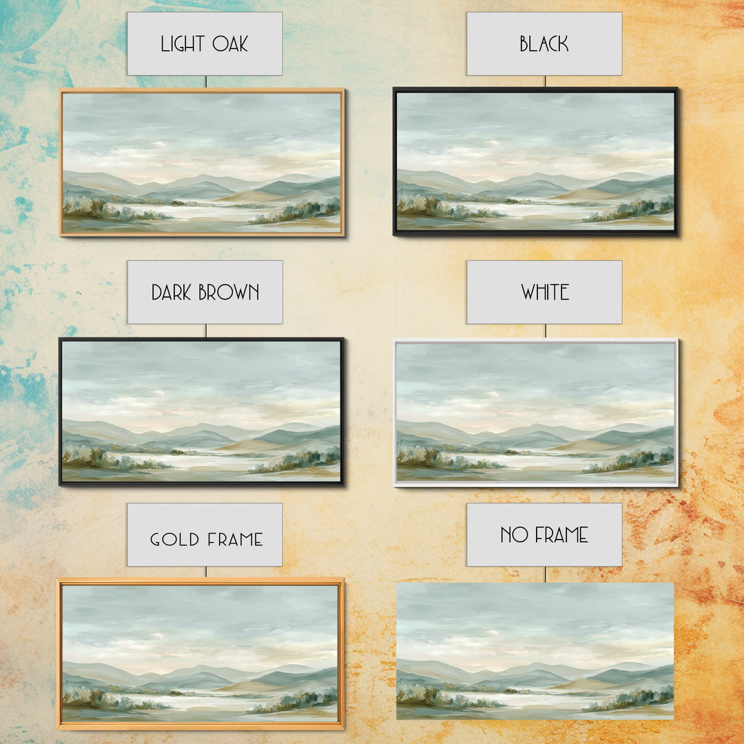 Calming Landscape with Open Sky and Gentle Framed Canvas Print, Waiting Room Art, Original Art, Waiting Room Decor, WRA-2x1-45