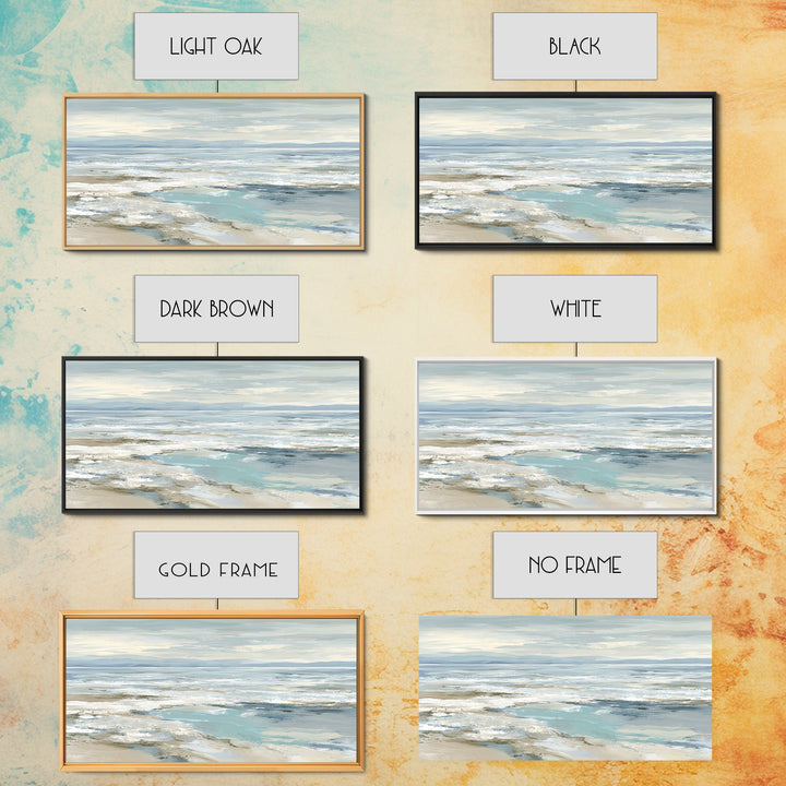 Coastal Horizon with Pale Sand and Water Framed Canvas Print, Waiting Room Art, Art, Waiting Room Decor, Fine Art, Calm, WRA-2x1-5