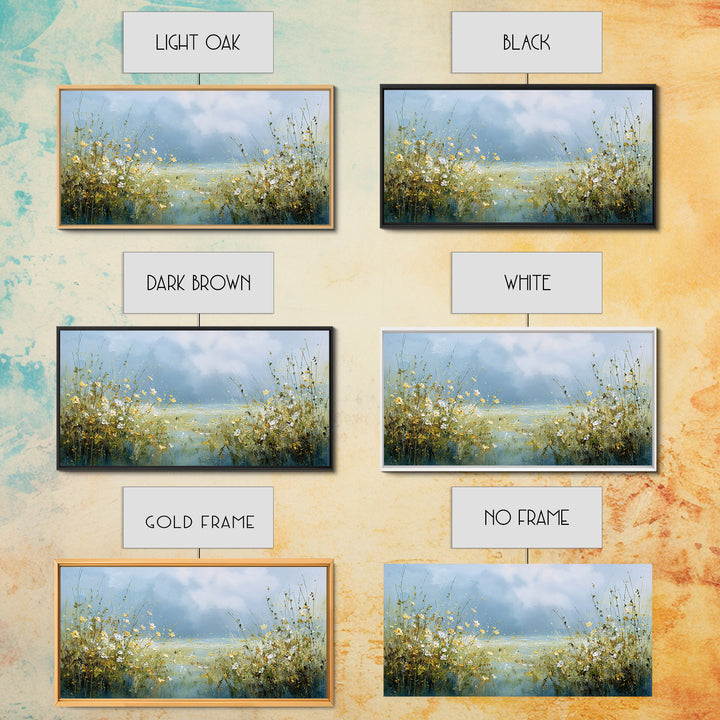 Sunlit Meadow with Wildflowers Canvas Print, Waiting Room Art, Minimalist Wall Art, Waiting Room Decor, Fine Art, Calm, WRA-2x1-76