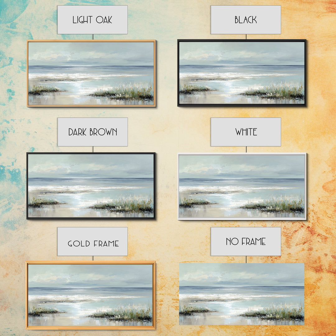 Coastal Horizon with Pale Sand and Water Canvas Print, Waiting Room Art, Bedroom Decor, Waiting Room Decor, Fine Art, Calm, WRA-2x1-77