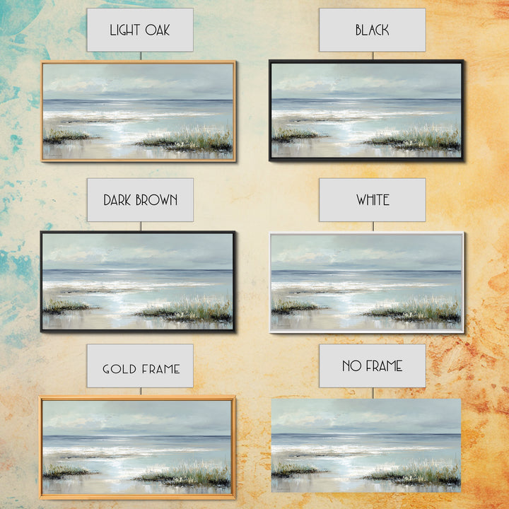 Coastal Horizon with Pale Sand and Water Canvas Print, Waiting Room Art, Bedroom Decor, Waiting Room Decor, Fine Art, Calm, WRA-2x1-77