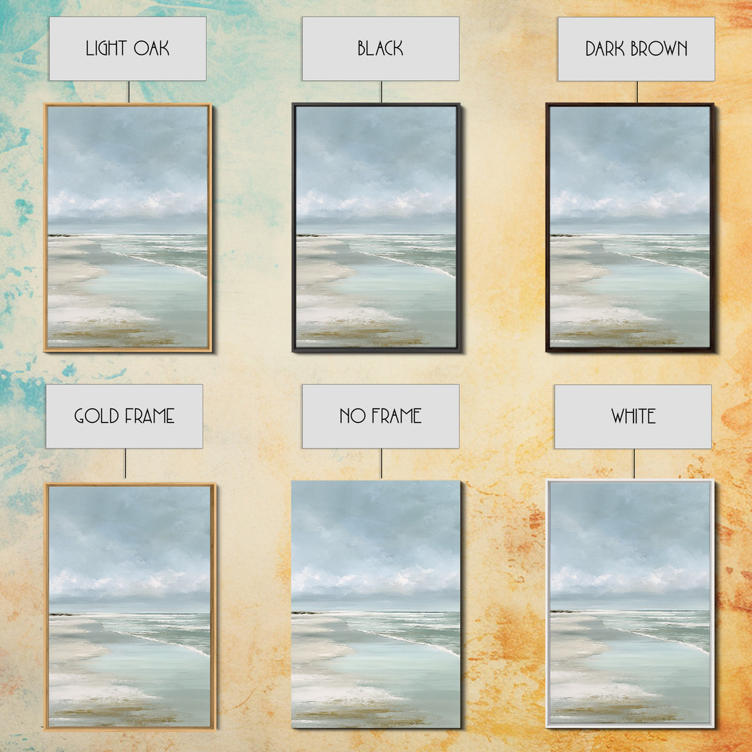 Coastal Horizon with Pale Sand and Water Framed Canvas Print, Waiting Room Art, Printable Wall Art, Waiting Room Decor, Calm, WRA-2x3-17