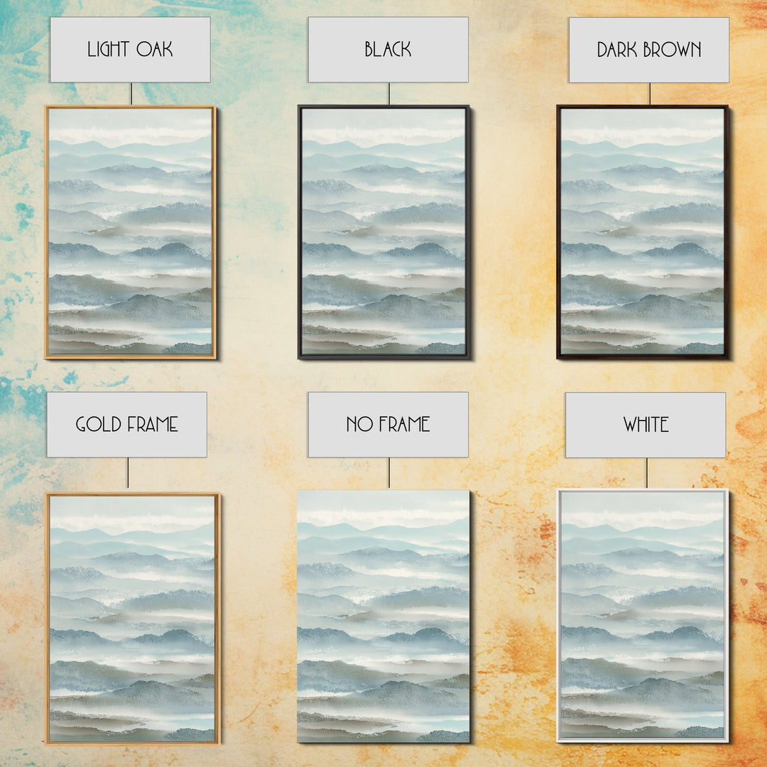 Simple Mountain Layers Framed Canvas Print, Waiting Room Art, Textured Painting, Waiting Room Decor, Calm, Printable Art, WRA-2x3-46