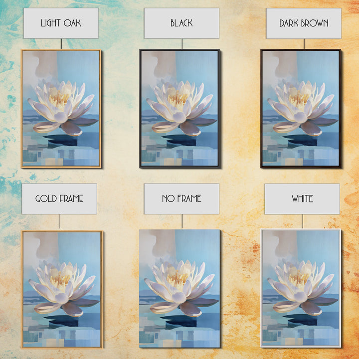 Lotus Flower on Still Water Framed Canvas Print, Waiting Room Art, Wall Art, Waiting Room Decor, Calm, Floral Wall Art, WRA-2x3-47