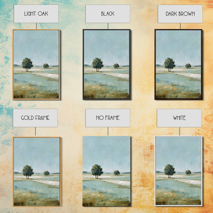 Open Field with Distant Tree Framed Canvas Print, Waiting Room Art, Textured Painting, Waiting Room Decor, Fine Art, Calm, WRA-2x3-55