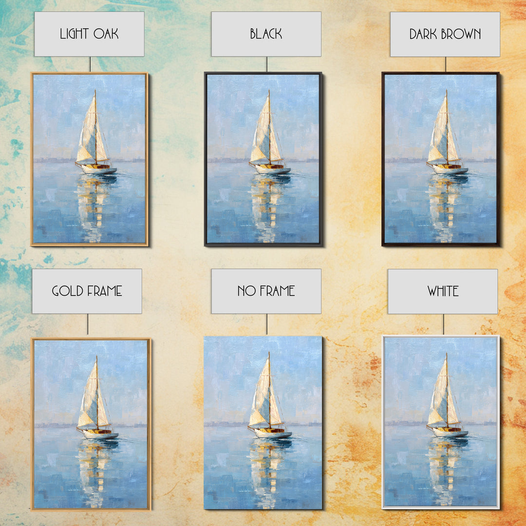Quiet Sailboat on Calm Water Framed Canvas Print, Waiting Room Art, Abstract Art, Waiting Room Decor, Fine Art, Calm, WRA-2x3-75