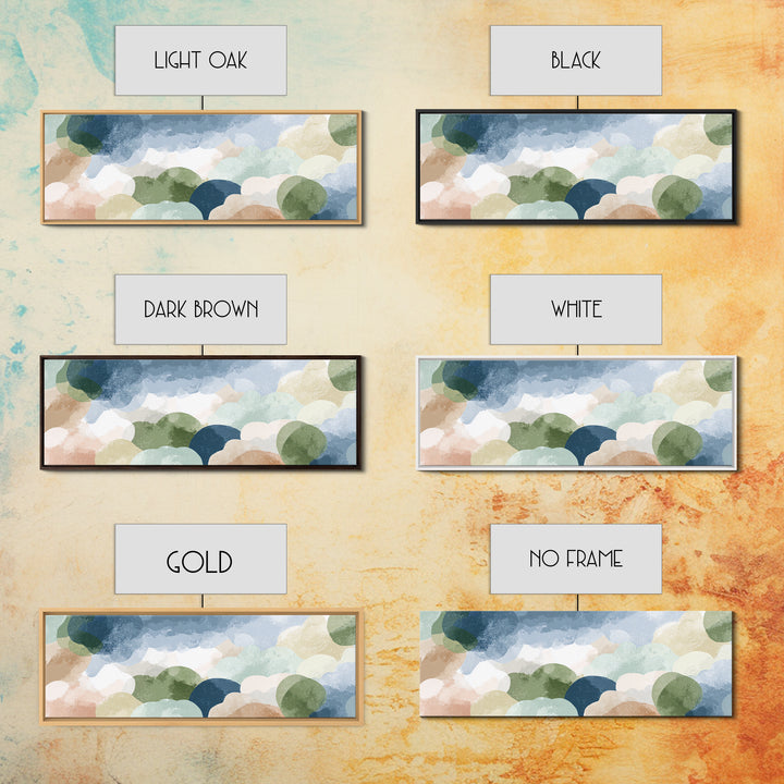 Pastel Rainbow Shapes for Pediatric Spaces Framed Canvas Print, Waiting Room Art, Floral Wall Art, Waiting Room Decor, Calm, WRA-3x1-58
