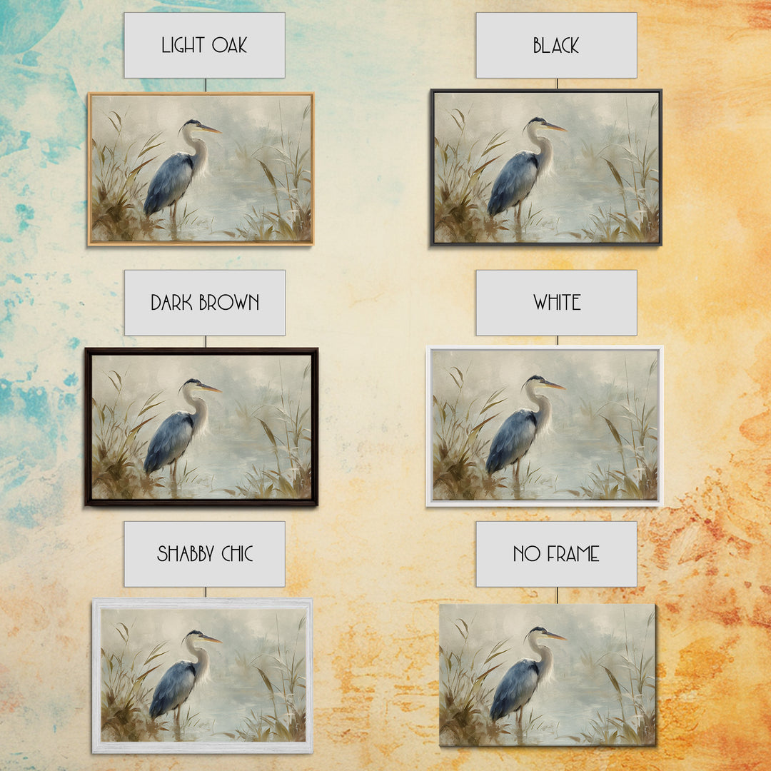 Blue Heron in Quiet Marsh Canvas Print, Waiting Room Art, Modern Art, Waiting Room Decor, Watercolor Art, Calm, WRA-3x2-16