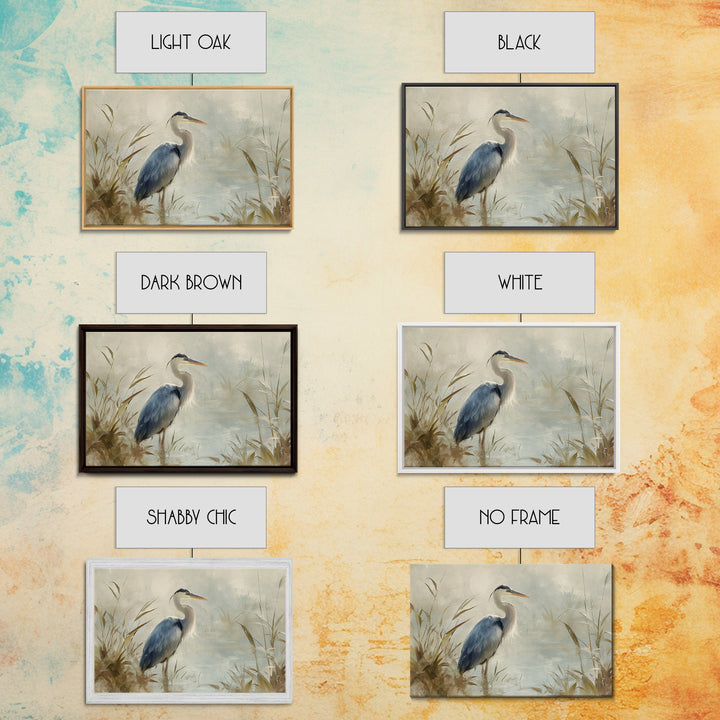 Blue Heron in Quiet Marsh Canvas Print, Waiting Room Art, Modern Art, Waiting Room Decor, Watercolor Art, Calm, WRA-3x2-16