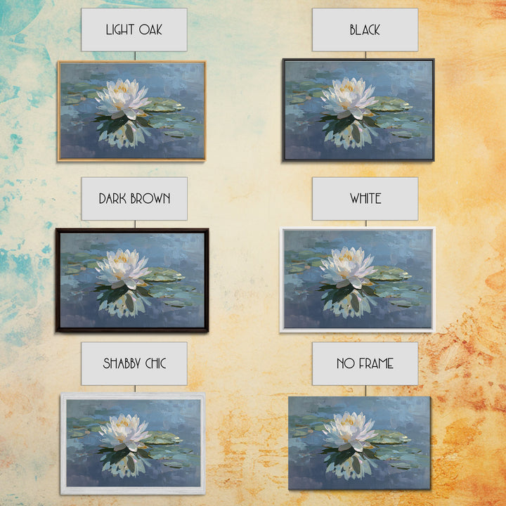 Lotus Flower on Still Water Framed Canvas Print, Waiting Room Art, Dog Wall Art, Waiting Room Decor, Fine Art, Calm, Boho Decor, WRA-3x2-19