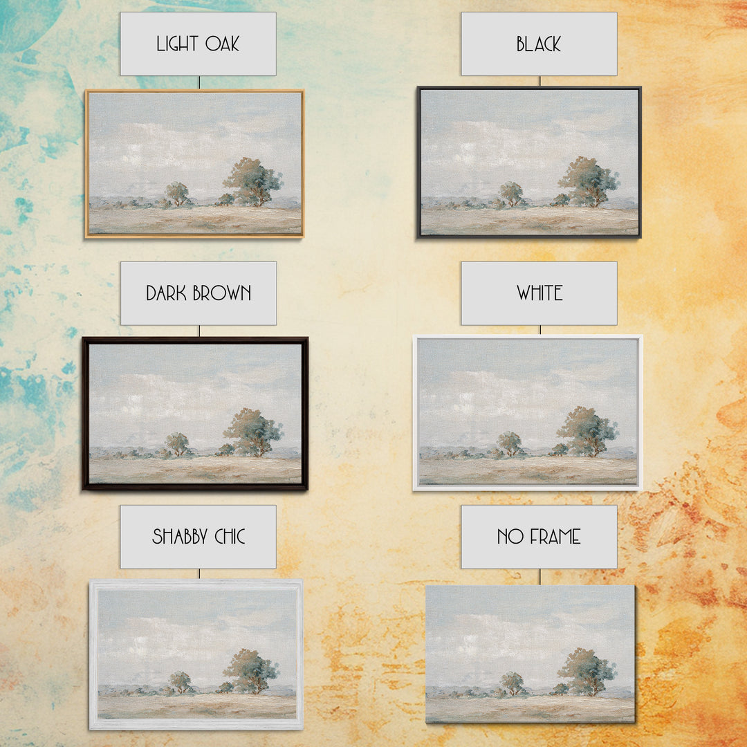 Open Field with Distant Tree Framed Canvas Print, Waiting Room Art, Landscape, Waiting Room Decor, Calm, Neutral Decor, WRA-3x2-27